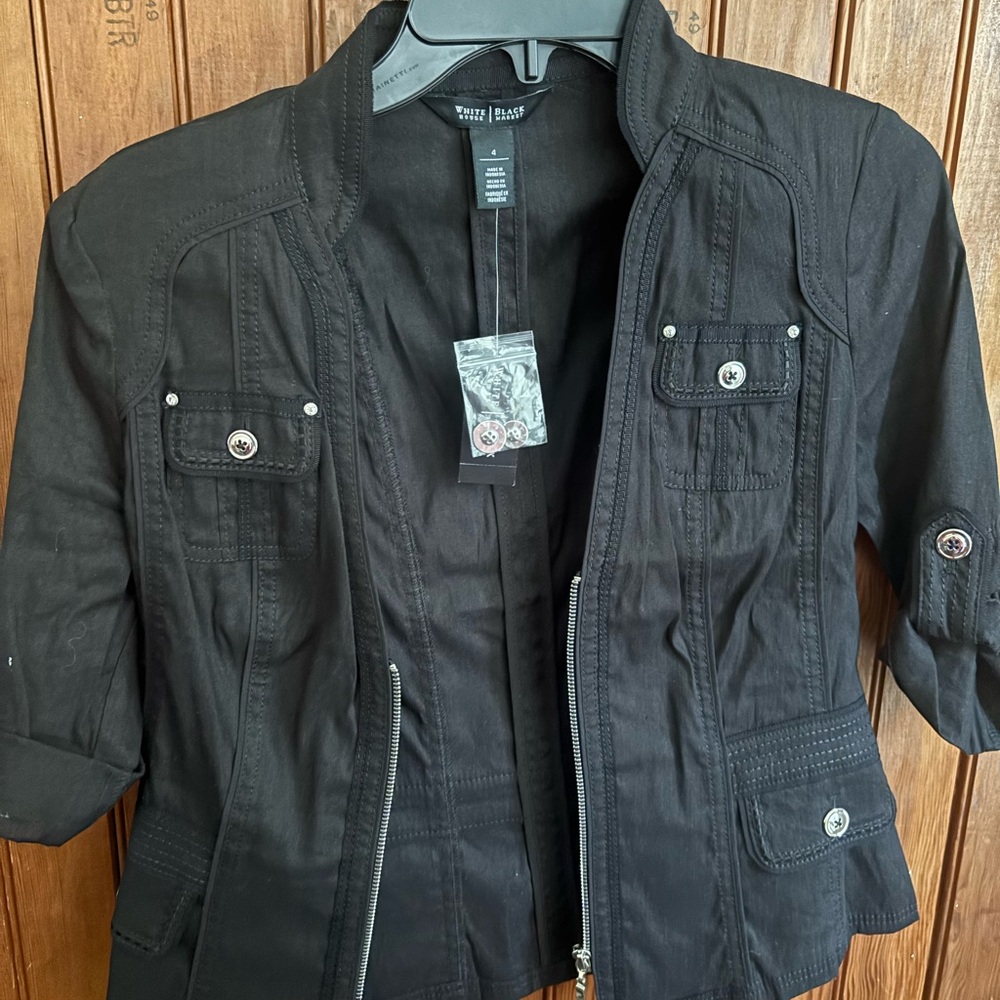 White House Black Market Black Utility Jacket